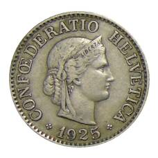 Монета 10 раппенов 1925 года Швейцария (аверс)