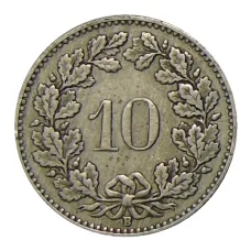 Монета 10 раппенов 1925 года Швейцария (реверс)