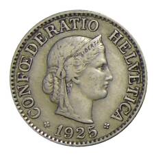 Монета 10 раппенов 1925 года Швейцария (аверс)