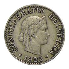 Монета 10 раппенов 1922 года Швейцария (аверс)