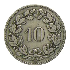 Монета 10 раппенов 1920 года Швейцария (реверс)