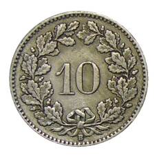 Монета 10 раппенов 1922 года Швейцария (реверс)