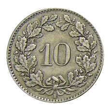 Монета 10 раппенов 1930 года Швейцария (реверс)