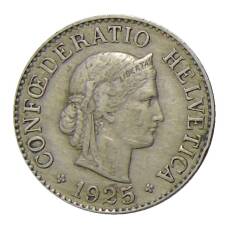 Монета 10 раппенов 1925 года Швейцария (аверс)