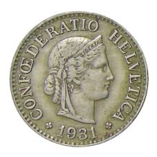 Монета 10 раппенов 1931 года Швейцария (аверс)