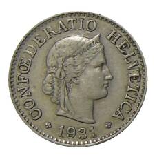 Монета 10 раппенов 1931 года Швейцария (аверс)
