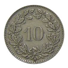 Монета 10 раппенов 1931 года Швейцария (реверс)