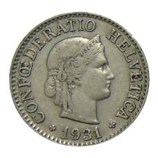 Монета 10 раппенов 1931 года Швейцария (аверс)