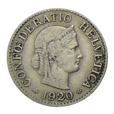 Монета 10 раппенов 1920 года Швейцария (аверс)