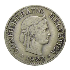 Монета 10 раппенов 1920 года Швейцария (аверс)