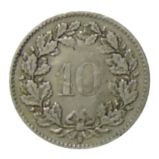 Монета 10 раппенов 1920 года Швейцария (реверс)