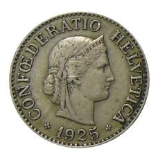 Монета 10 раппенов 1925 года Швейцария (аверс)