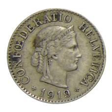 Монета 10 раппенов 1919 года Швейцария (аверс)