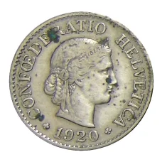Монета 10 раппенов 1920 года Швейцария (аверс)