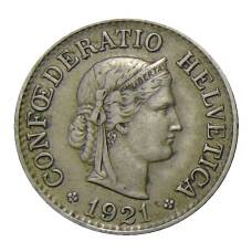 Монета 10 раппенов 1921 года Швейцария (аверс)