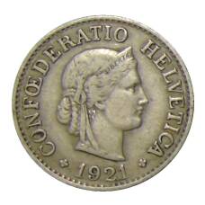 Монета 10 раппенов 1921 года Швейцария (аверс)