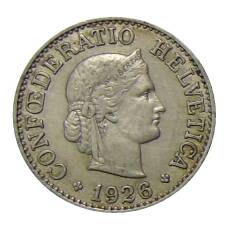 Монета 10 раппенов 1926 года Швейцария (аверс)
