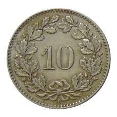 Монета 10 раппенов 1926 года Швейцария (реверс)
