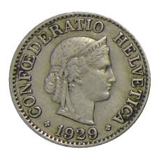 Монета 10 раппенов 1929 года Швейцария (аверс)