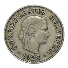 Монета 10 раппенов 1928 года Швейцария (аверс)
