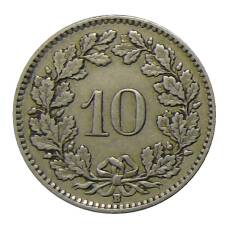 Монета 10 раппенов 1925 года Швейцария (реверс)
