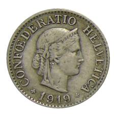 Монета 10 раппенов 1919 года Швейцария (аверс)