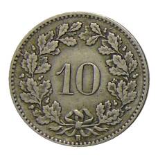 Монета 10 раппенов 1919 года Швейцария (реверс)