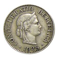 Монета 10 раппенов 1925 года Швейцария (аверс)