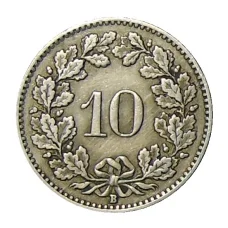 Монета 10 раппенов 1925 года Швейцария (реверс)