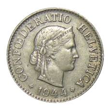 Монета 10 раппенов 1944 года Швейцария (аверс)