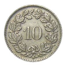 Монета 10 раппенов 1944 года Швейцария (реверс)