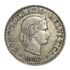 Монета 10 раппенов 1942 года Швейцария (аверс)