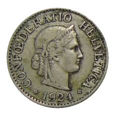 Монета 10 раппенов 1924 года Швейцария (аверс)