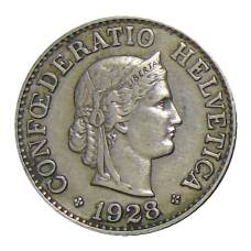 Монета 10 раппенов 1928 года Швейцария (аверс)