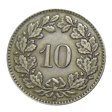 Монета 10 раппенов 1928 года Швейцария (реверс)