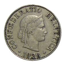Монета 10 раппенов 1926 года Швейцария (аверс)