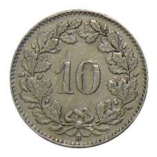 Монета 10 раппенов 1926 года Швейцария (реверс)