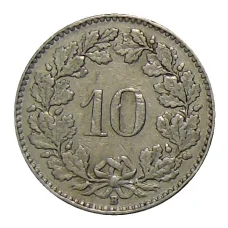 Монета 10 раппенов 1926 года Швейцария (реверс)