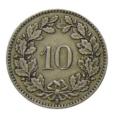 Монета 10 раппенов 1921 года Швейцария (реверс)