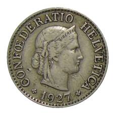Монета 10 раппенов 1927 года Швейцария (аверс)