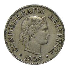 Монета 10 раппенов 1928 года Швейцария (аверс)