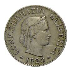 Монета 10 раппенов 1920 года Швейцария (аверс)