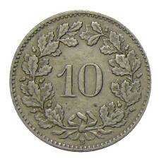 Монета 10 раппенов 1920 года Швейцария (реверс)