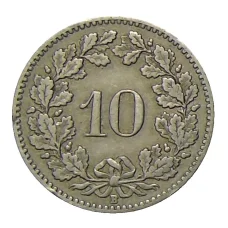 Монета 10 раппенов 1919 года Швейцария (реверс)