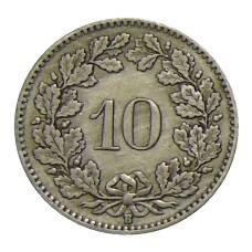 Монета 10 раппенов 1925 года Швейцария (реверс)