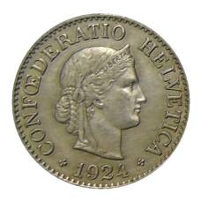Монета 10 раппенов 1924 года Швейцария (аверс)