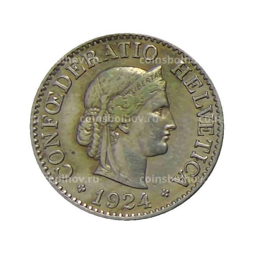 Монета 10 раппенов 1924 года Швейцария