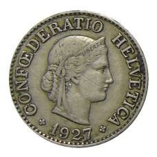 Монета 10 раппенов 1927 года Швейцария (аверс)