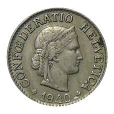 Монета 10 раппенов 1940 года Швейцария (аверс)