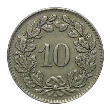 Монета 10 раппенов 1940 года Швейцария (реверс)